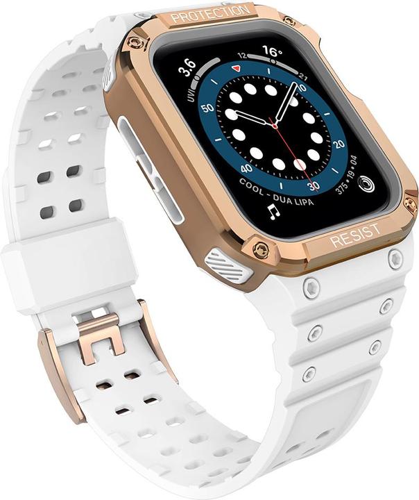 Produktbild Hurtel Protect Strap Band Band with Case for Apple Watch 7 / SE (41/40 / 38mm) Case Armored Watch Cover Whi (Kunststoff, TPU)