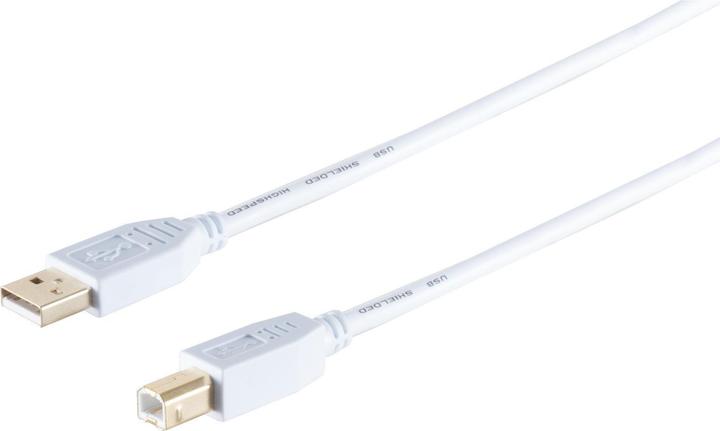 Actual product image Shiverpeaks S/CONN maximum connectivity USB High Speed 2.0 cable, A/B plug, gold-plated contacts, USB 2.0, white (5 m, USB 2.0)
