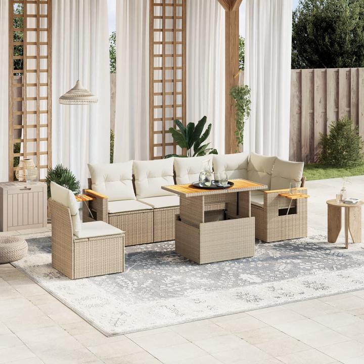 Produktbild VidaXL Gartenmöbel Sofa Garnitur Gartengarnitur Garten Sitzgruppe 7-tlg. Beige