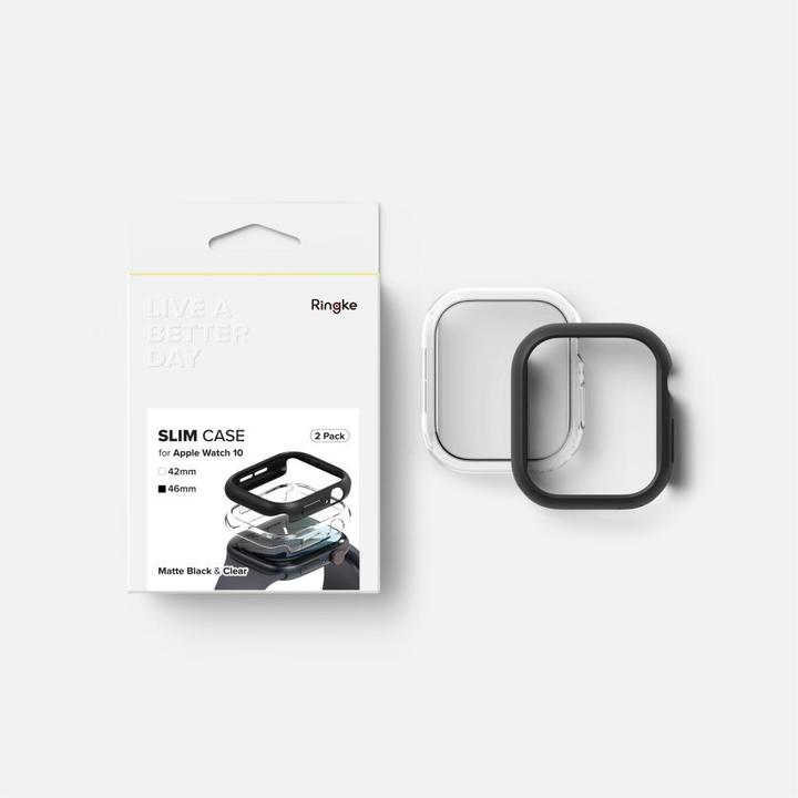 Produktbild Ringke Slim 2-pack Case for Apple Watch 10 46mm - Clear and Matte Black