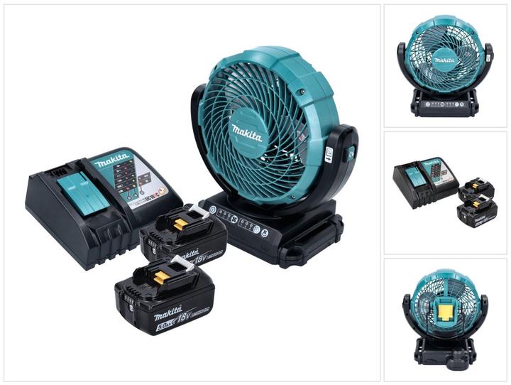 Makita DCF 102 RT Akku Ventilator Lüfter 18 V 18 cm + 2x Akku 5,0 Ah + Ladegerät