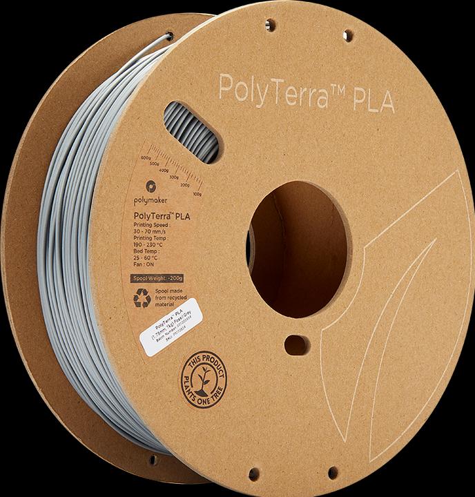 Image du produit Polymaker PolyTerra (PLA, 1.75 mm, 1000 g, Gris)