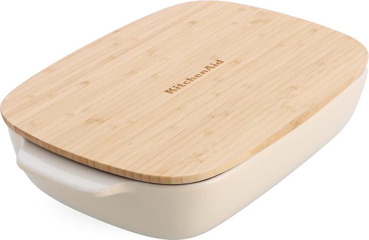 Produktbild KitchenAid overschaal met bamboe deksel - medium - amandel wit