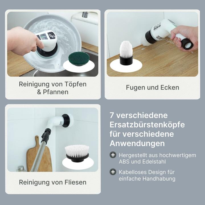 Immagine prodotto Hermex 7in1 Elektrische Reinigungsbürste Schrubber Reinigungswerkzeug Bürste Scrubber (1 pz.)