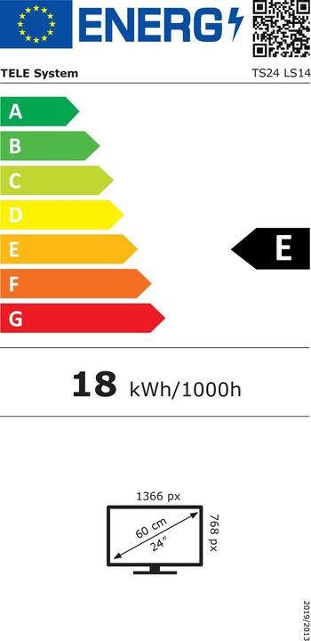 Label énergétique Telesystem 28000273 Led Tv 24" Hd Hotel (24", LED, HD)
