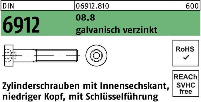 Actual product image Cheese head screw DIN 6912 with hexagon socket M 12 x 16 8.8 galvanised (100 Screws per piece)