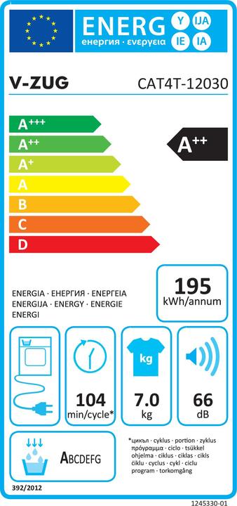 Etichetta energetica V-Zug Combi Adora V4000 (7 kg, A sinistra)