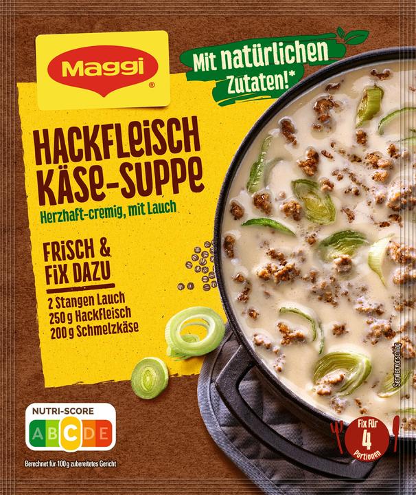 Produktbild Maggi FIX Hackfleisch Käse Suppe mit Lauch (46 g)