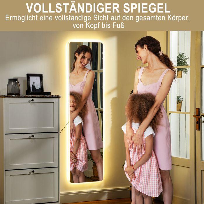 Actual product image Swisshandel24 Ganzkörperspiegel, 150 x 40 cm Standspiegel mit LED-Beleuchtung, Transparent (150 x 40 cm)