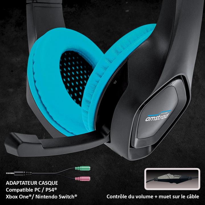 Produktbild Amstrad Gaming Headset 40mm Power Bass Blau (Kabelgebunden)