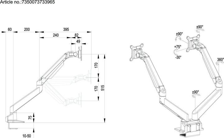 Produktbild Multibrackets Monitorhalter Duo 32", Alum., weiss, rotierbar 90° (Tisch, 32")