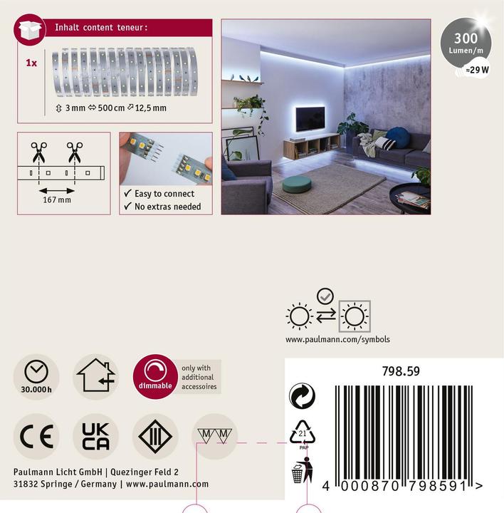 Actual product image Paulmann MaxLED 250 Stripe (Daylight, 500 cm, Indoor)