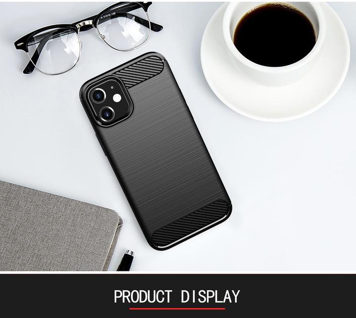 Immagine prodotto Cadorabo TPU Ultra sottile in acciaio inossidabile al carbonio Combi Cover (Apple iPhone 12 mini)