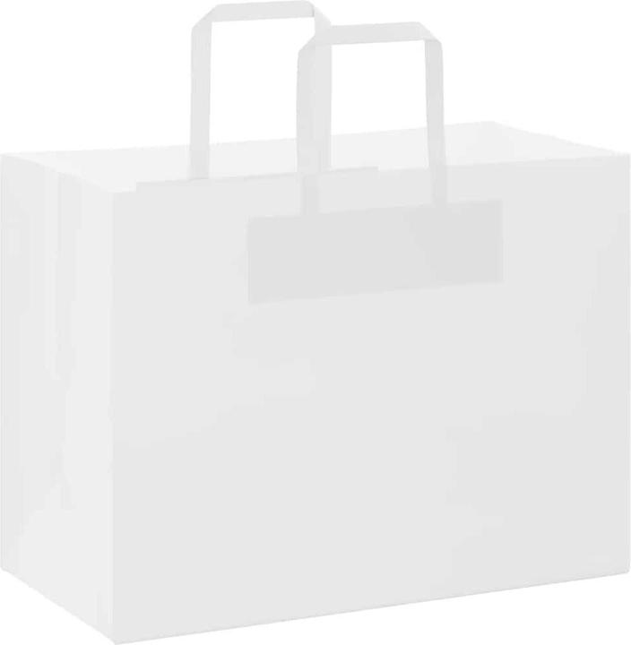 Produktbild VidaXL Kraftpapiertüten 250 Stk. mit Henkel Weiss 32x17x25 cm Papiertüte (Geschenktüte, 250 x)