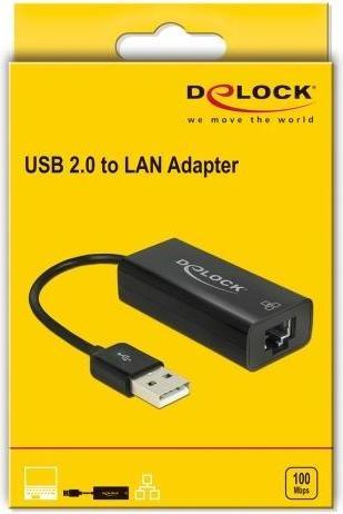 Produktbild Delock Adapter USB 2.0 > LAN 10/100 Mb/s (USB, RJ45 (1x))
