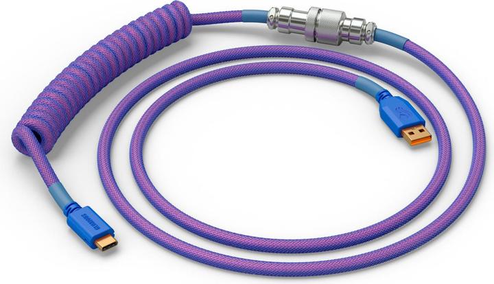 Actual product image Glorious GMMK Coiled Cable Nebula, coiled cable, USB-C/USB-A - purple/silver