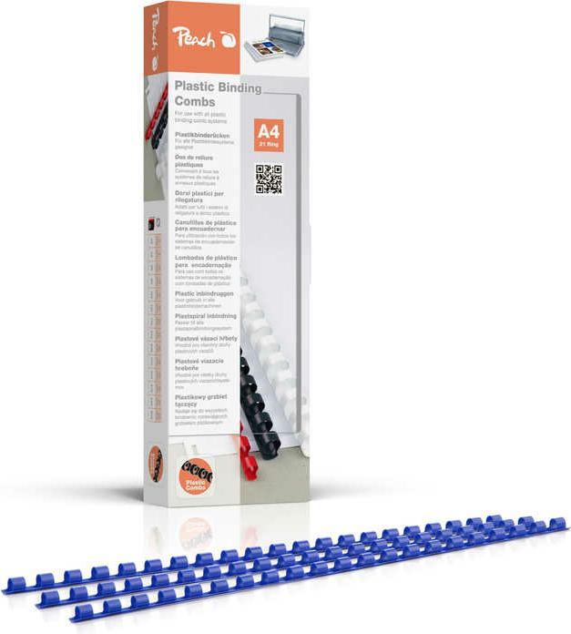 Actual product image Peach Plastic binder spines, 6 mm, 21 rings, US pitch blue