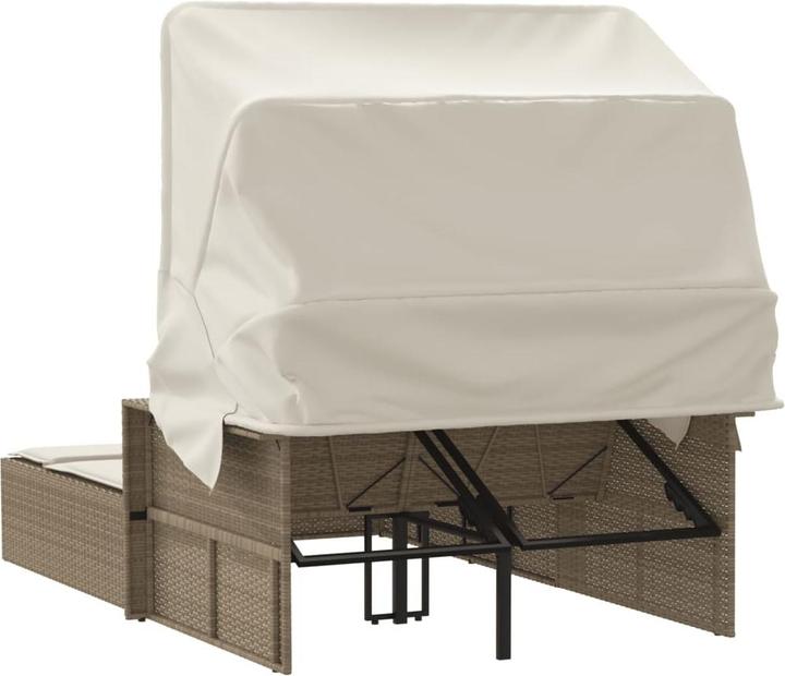 Produktbild VidaXL Doppel-Sonnenliege mit Dach und Auflagen (114 cm)