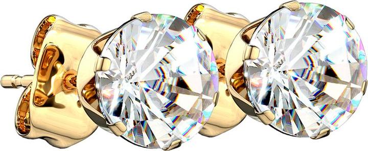 Star Piercing Ohrstecker vergoldet mit rundem Kristall silber (Chirurgenstahl 316L, ohne Messing)