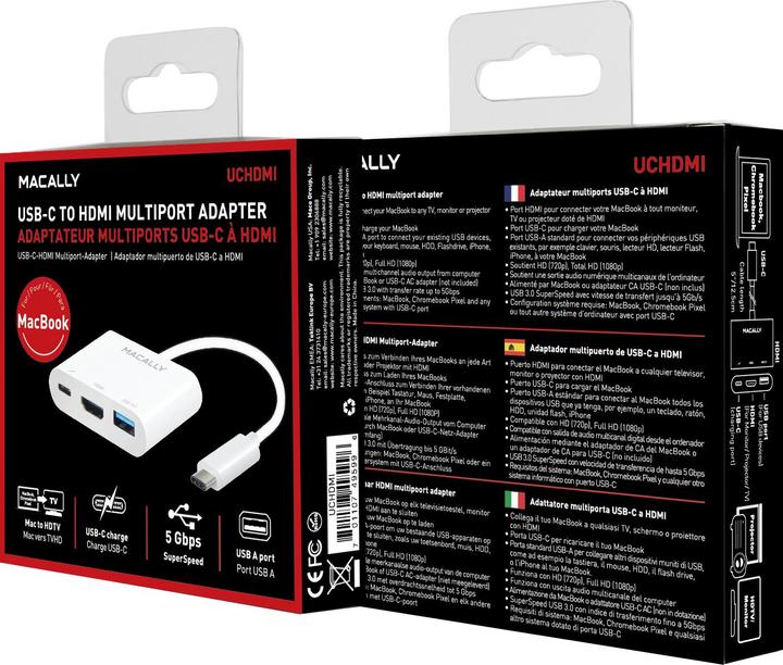 Actual product image Macally USB-C to HDMI 4K - Multiport Adatper (USB-C, 3 Ports)