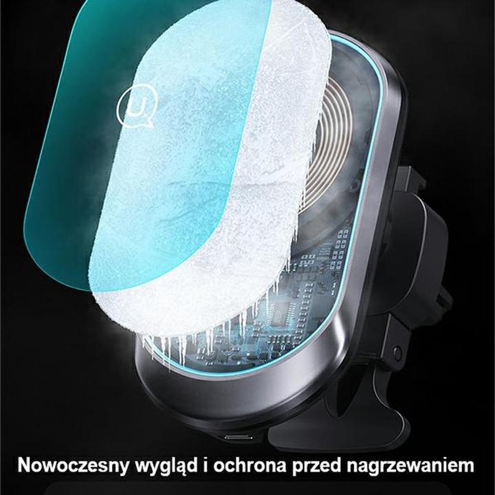 Produktbild Usams Magnetyczny uchwyt indukcyjny Wireless Charging 15W do kratki went. czarny/black CD182ZJ01 (US