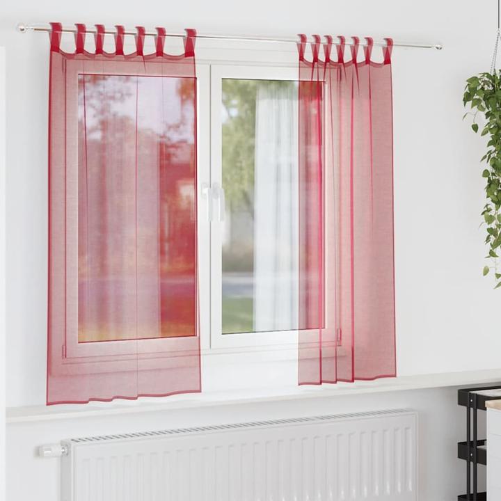 Produktbild VidaXL Voile Vorhänge mit Schlaufen 2 Stk. Weinrot 140x140 cm (140 x 140 cm)