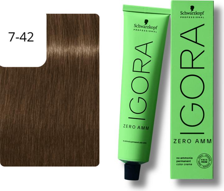 Image du produit Schwarzkopf Igora Zero AMM - 7-42 Blond moyen Beige Cendré (7-42 Blond moyen Beige Cendre)