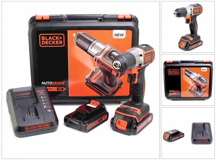 Produktbild Black & Decker 18V AkkuBohrschrauber Autosense, 2 Akku (Akkubetrieb)
