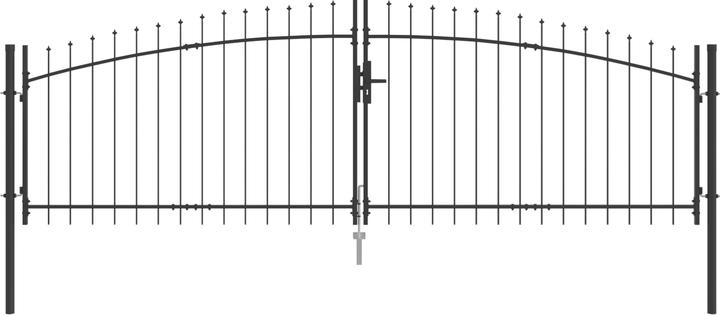 Image du produit VidaXL Portail de jardin avec toit pointu double oscillation Gris 150x400 cm Acier