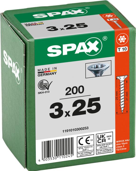 Immagine prodotto Spax Viti universali 3 x 25 mm, 200 pezzi (200 Viti per pezzo)