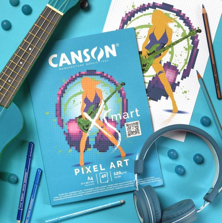 Image du produit Canson Bloc d'étude XS'MART PIXEL ART, DIN A4 papier blanc, lisse, quadrillé sur une face, 40 feuilles (A4, Quadrillé)