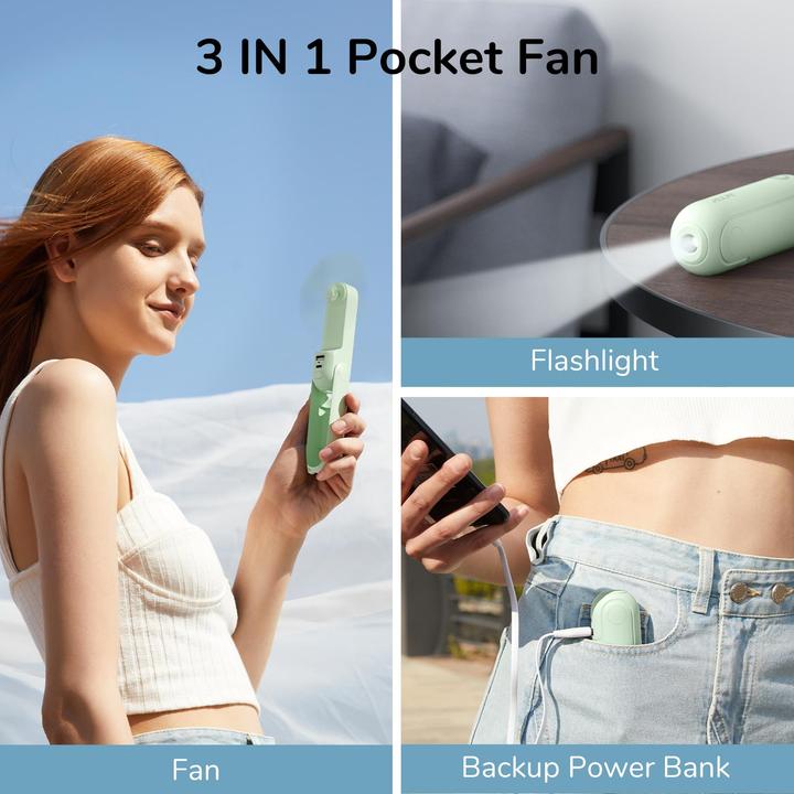 Actual product image Jisulife Handheld Fan Life8 green