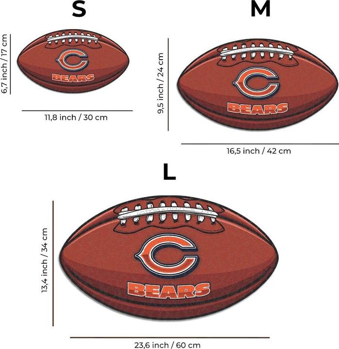 Produktbild Iconic NFL - Chicago Bears – Football mit Logo - Holz Puzzle Grösse L (500 Teile) (500 Teile)