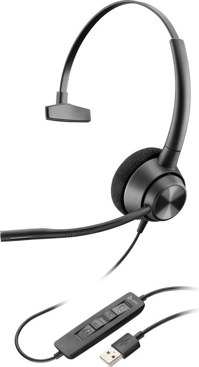 Poly HP EncorePro 310 USB-A Mono-Headset, Anrufe/Musik, 55 g, Kopfhörer, Schwarz (Kabelgebunden, USB-C)