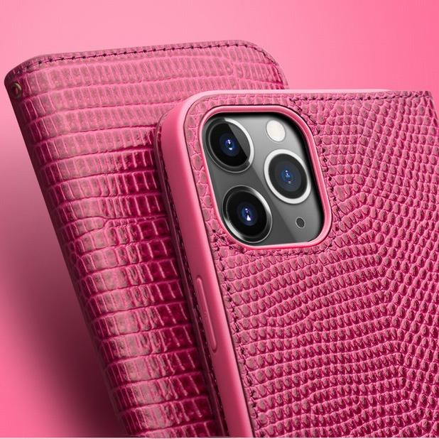 Image du produit QiAlino Fourre Flip Croco cuir véritable (Apple iPhone 13 Pro Max)