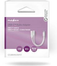 Actual product image Nedis USB-C™ Adapter | USB 2.0 | USB-C™ male | USB-C™ female / 3.5 mm female | 0.10 m | Round | Ve (0.10 m, USB 2.0, 10 W)