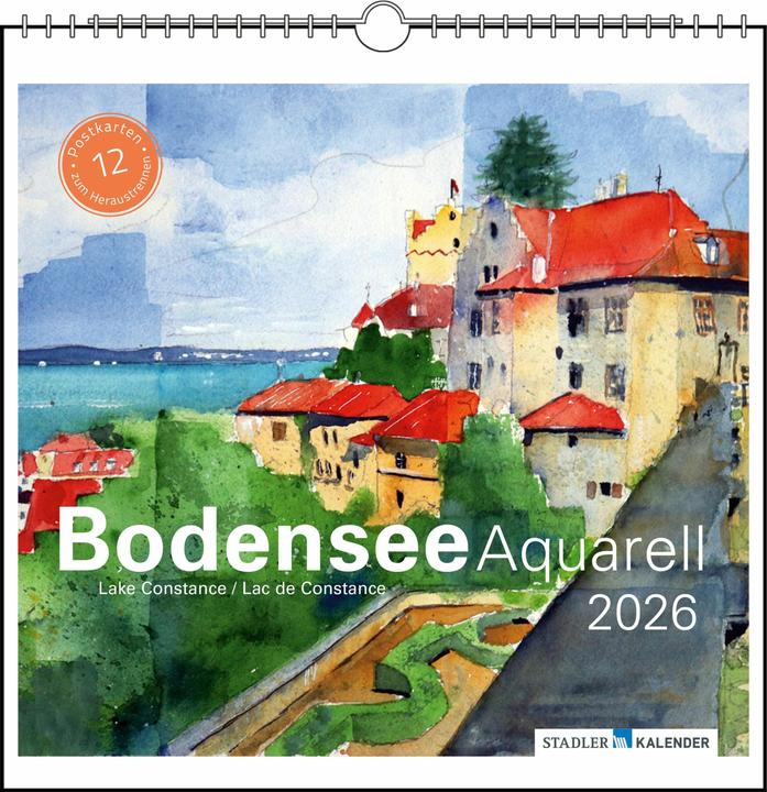 Produktbild Bodensee Aquarell 2026 (17 x 17 cm, Harter Einband, Englisch, Französisch)