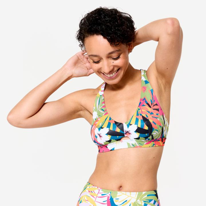 Image du produit Olaian Haut de maillot brassière de surf fleuri Femme - Agatha multicolore