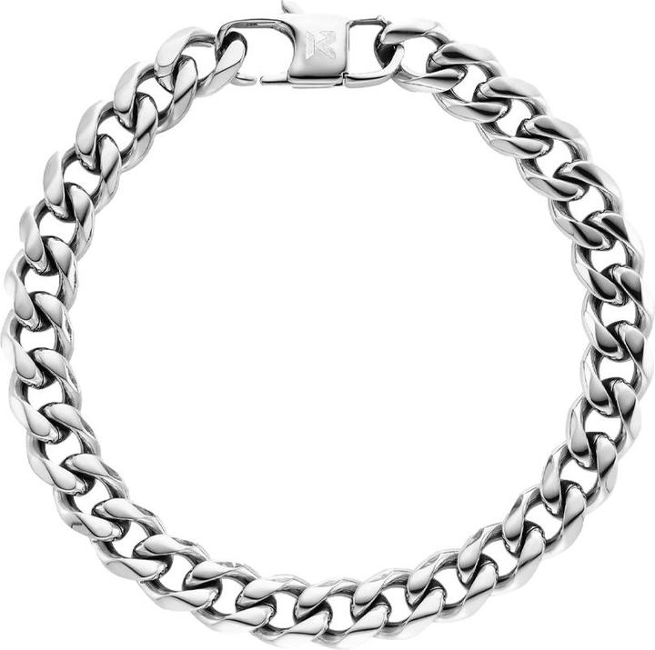 Produktbild K12 - Silver Cuban Bracelet - 8 mm (23 cm, ohne Messing, Chirurgenstahl 316L)