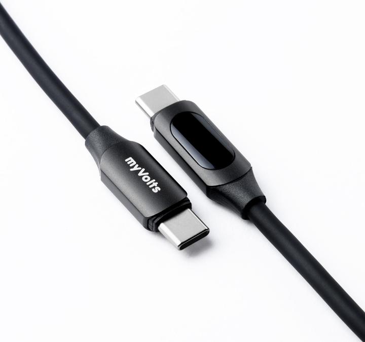Produktbild MyVolts PDCCCLB - Step Up USB-C to USB-C PD Cable with LCD Power Meter, Liquorice Black