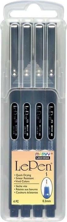 Produktbild Uchida MARVY stylische Stifte mit dünner Spitze Le Pen Schwarz, 4 Stk. (Schwarz, 4 x)
