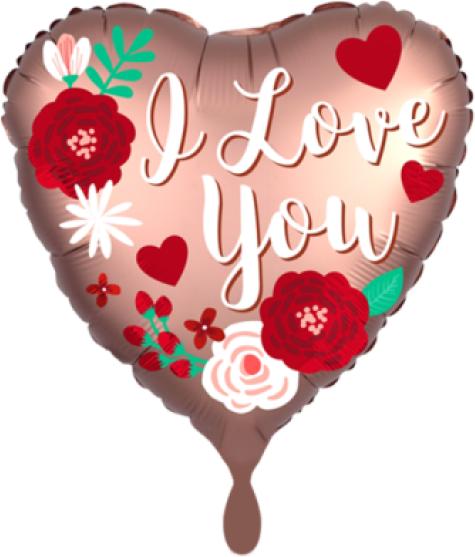 Produktbild Premioloon I love You Ballon mit roten Rosen - Satinlove - leer (1 x)