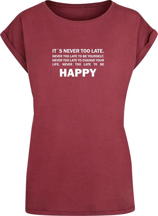 Produktbild Merchcode Ladies Never Too Late Extended Shoulder Tee - 111665 (XL)