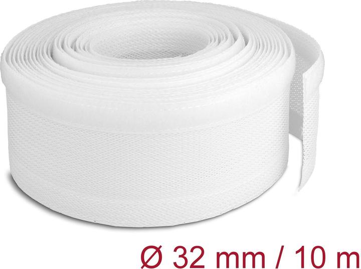 Image du produit Delock Gaine tressée avec velcro 10 m x 32 mm blanc (Gaines pour câbles, 1000 cm)