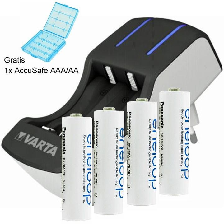 Actual product image Panasonic 4x Eneloop Mignon AA and Varta 2-4x charger including AccuSafe (4 pcs., AA, 800 mAh, Battery + charger)