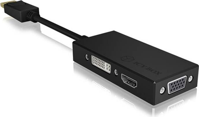 Produktbild Icy Box 3-in-1 DisplayPort zu HDMI/ DVI-D / VGA Grafikadapter (DVI, VGA, HDMI, 8.70 cm)