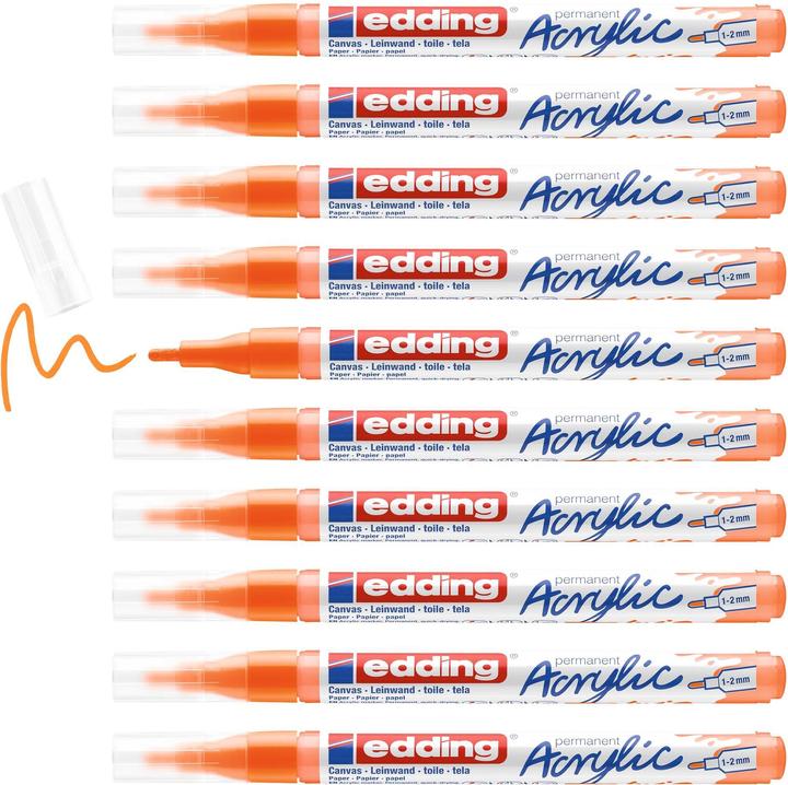 Immagine prodotto Edding Marcatore acrilico 5300 Fine, arancio neon (Arancione neon, 2 mm, 1 x)
