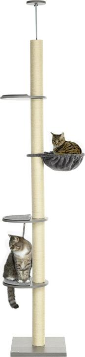 PawHut Tiragraffi per gatti (250 cm, Grigio, Natura, Bianco crema)