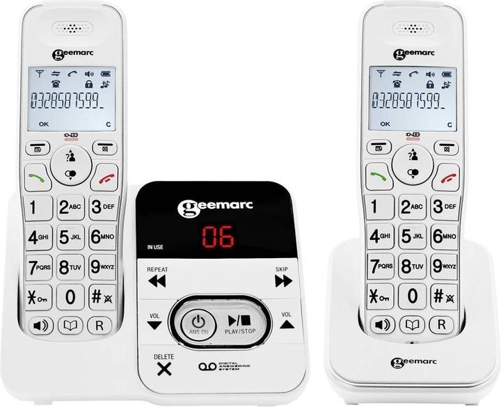 Actual product image Geemarc AMPLIDECT 295-2 Cordless telephone for seniors Answering machine Illuminated display White