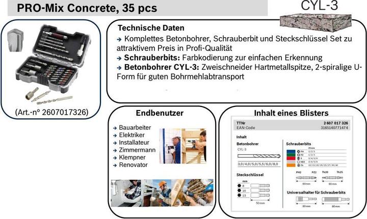 Actual product image Bosch Professional Zubehör Concrete drill and bit set (Th30, PH2, HEX4, PZ2, Th20, PH1, Th27, HEX3, Th40, TH15, PZ1, SL5, SL3, Th25, PH3, PZ3, SL4, SL6, HEX5, HEX6, Th10)